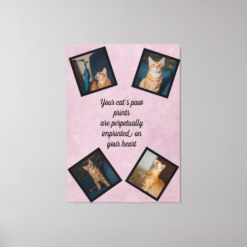 Your Cats Paw Prints  cat photo memorial on pink