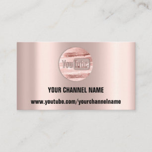 YOUR CHANNEL NAME YOUTUBER LOGO QR ROSE STRIPES BUSINESS CARD