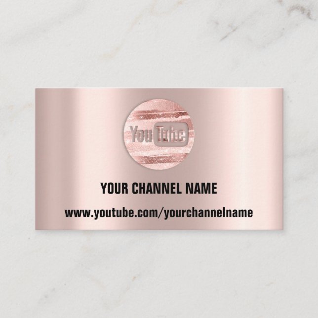 YOUR CHANNEL NAME YOUTUBER LOGO QR ROSE STRIPES BUSINESS CARD (Front)
