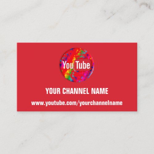 YOUR CHANNEL NAME YOUTUBER SUSCRIBE ABSTRACT RED  BUSINESS CARD