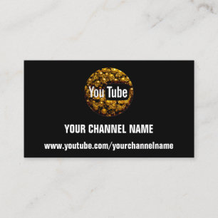 YOUR CHANNEL NAME YOUTUBER SUSCRIBE GOLDEN BUSINESS CARD