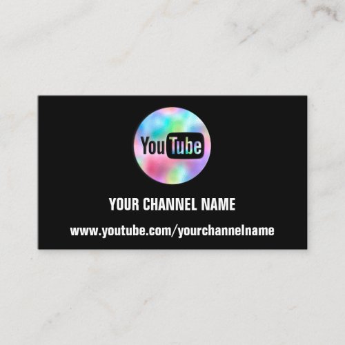 YOUR CHANNEL NAME YOUTUBER SUSCRIBE LOGO QR BLACK BUSINESS CARD