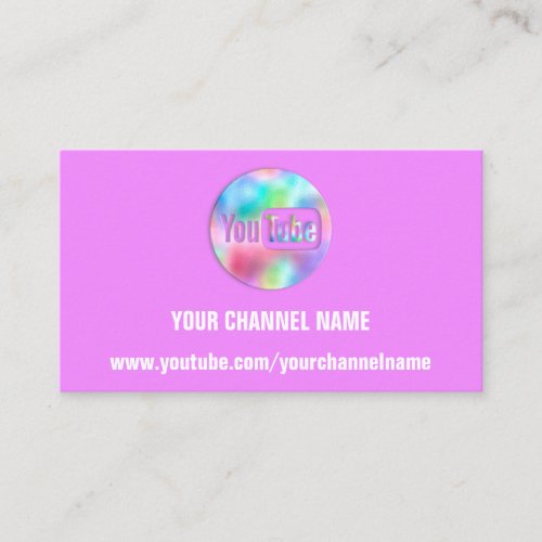 YOUR CHANNEL NAME YOUTUBER SUSCRIBE LOGO QR PINK BUSINESS CARD