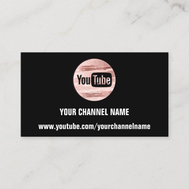 YOUR CHANNEL NAME YOUTUBER SUSCRIBE LOGO QR ROSE BUSINESS CARD (Front)