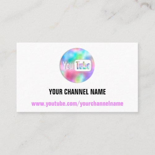 YOUR CHANNEL NAME YOUTUBER SUSCRIBE LOGO QR WHITE BUSINESS CARD