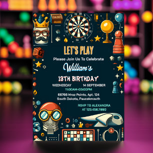Your Chess King And Queen Game Night 13th Birthday Invitation