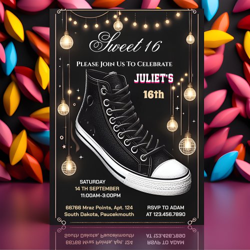 Your Chic Girl Sweet 16 Sneaker Ball 16th Birthday Invitation