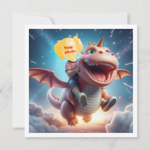 Your child flying on a pink dragon, dragon card