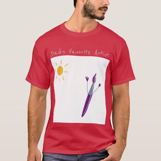 Your Child’s Artwork For Dad On A RedT-Shirt T-Shirt (Front)