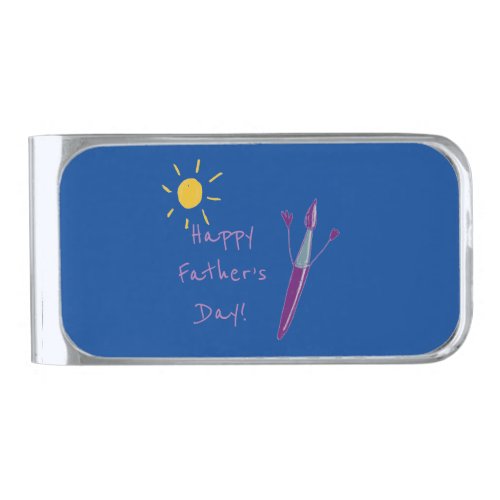Your Childs Artwork For Dad Silver Finish Money Clip
