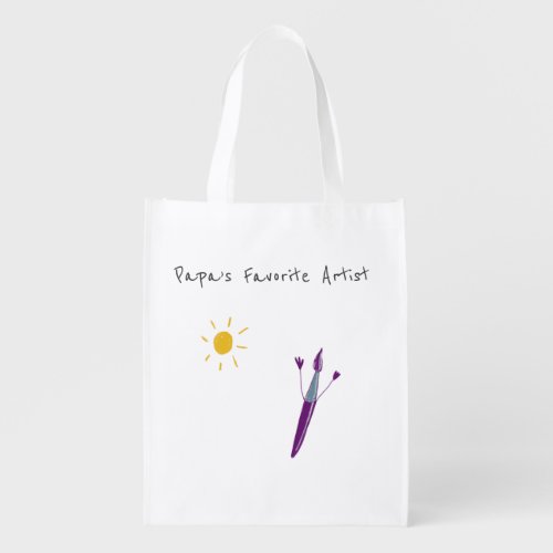 Your Childâs Artwork For Papa Grocery Bag