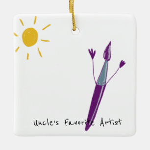 Your Child’s Artwork For Uncle Christmas Ceramic Ornament
