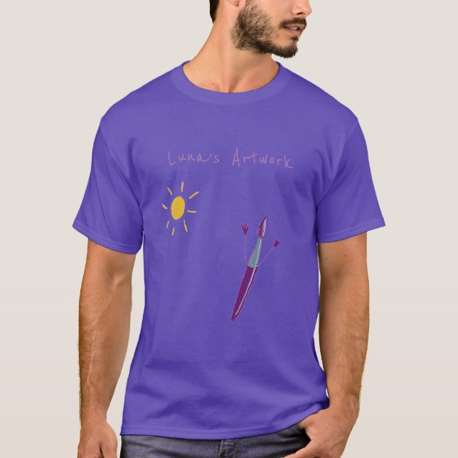 Your Child’s Artwork On A Men’s Purple T-Shirt (Front)