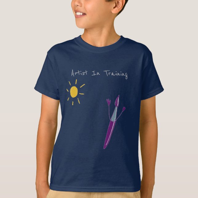 Your Child’s Artwork On A Navy Boy’s T-Shirt (Front)