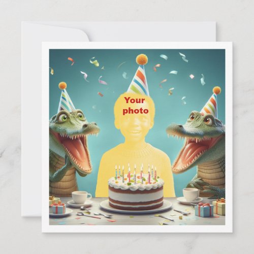 Your child with crocodiles croc birthday party card
