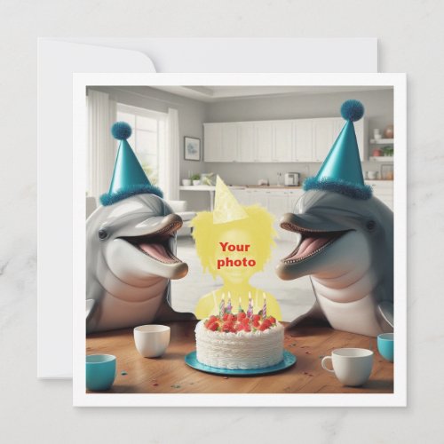 Your child with dolphins birthday party dolphin card