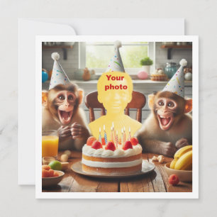 Your child with monkeys, monkey birthday card