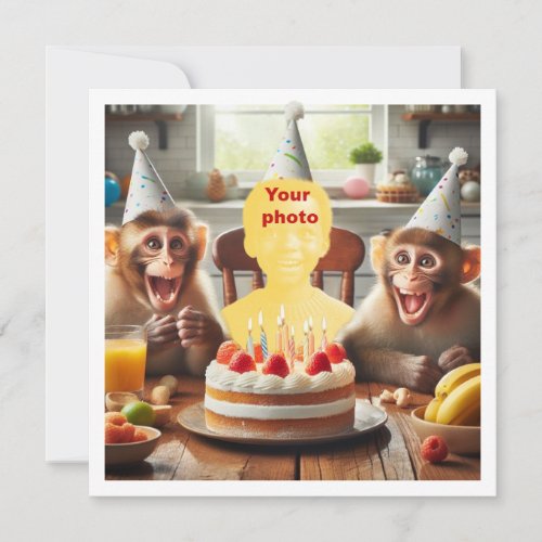 Your child with monkeys monkey birthday card