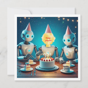 Your child with robots, robot birthday card