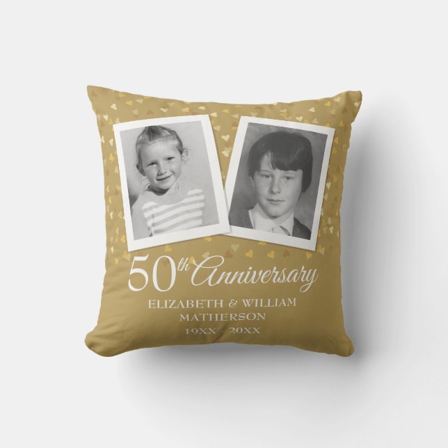 Your Childhood Photos 50th Golden Anniversary Throw Pillow (Front)