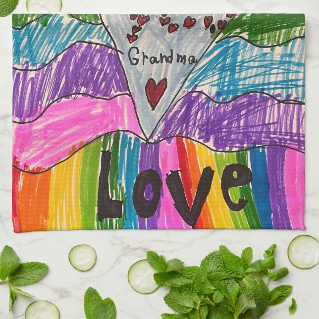 Your Child's Art Custom Printed on a Kitchen Towel (Folded)