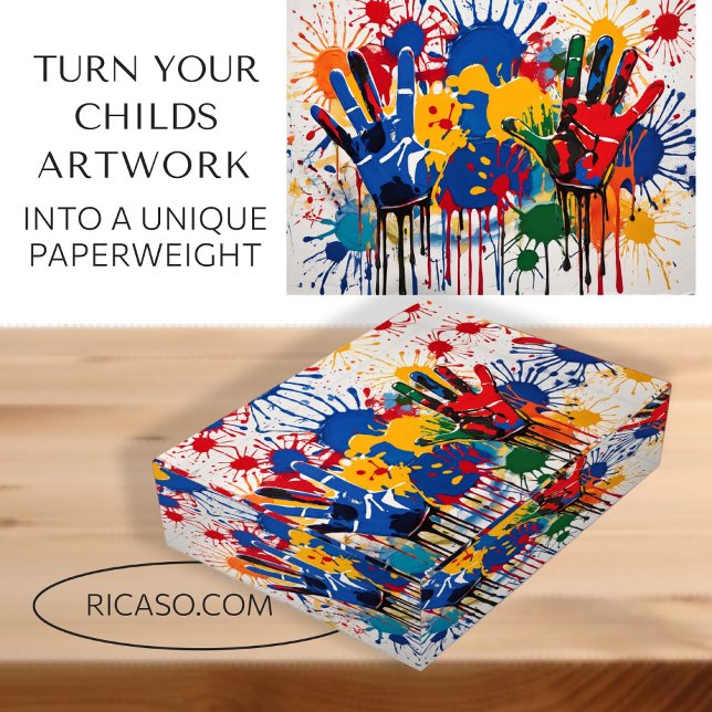 Your Childs Artwork One Of A Kind Personalized Paperweight (Your Childs Artwork One Of A Kind Personalized Paperweight from Ricaso Easy add their art, gift idea)