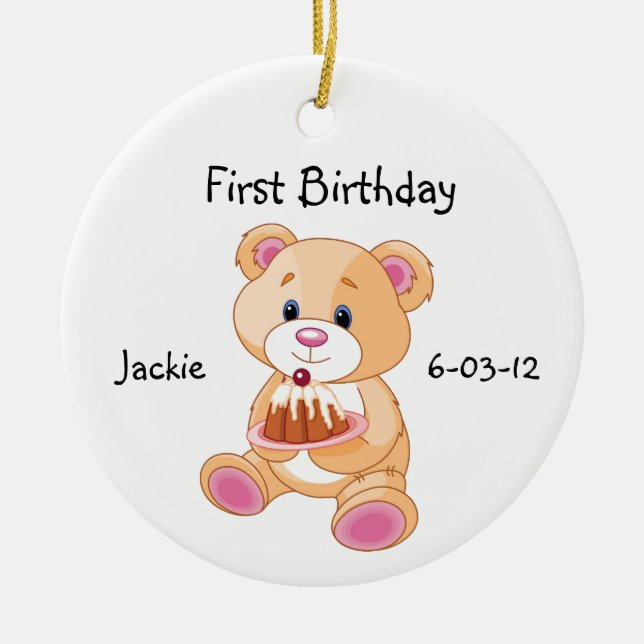 Your Child's First Birthday Teddy Bear Ornament (Front)