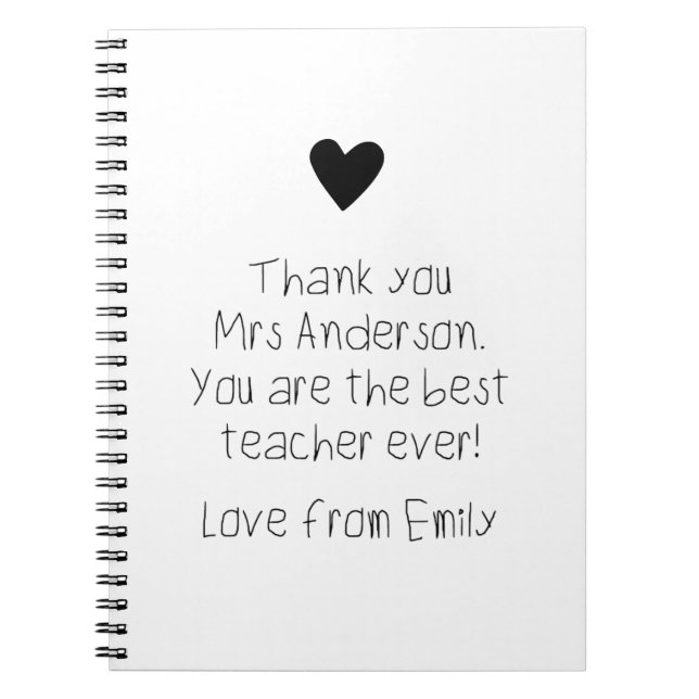 Your Child's Message Handwriting Teacher Gift Notebook (Front)