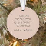 Your Child's Message Handwriting Teacher Gift Pink Ornament