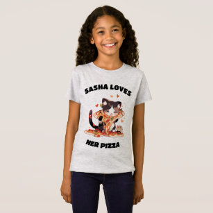 Your child's name...Loves Pizza Cute Cat T-Shirt