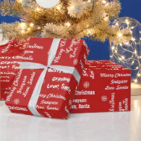 Your Child's Name on Red Wrapping Paper from Santa