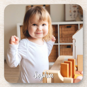 Your Child's Photo & Script Name Beverage Coaster
