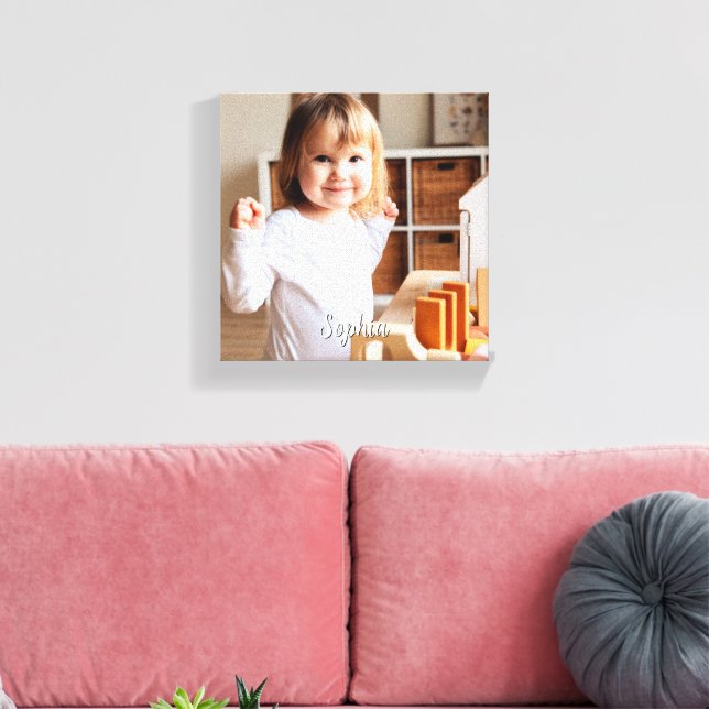 Your Child's Photo & Script Name Canvas Print (Insitu(LivingRoom))