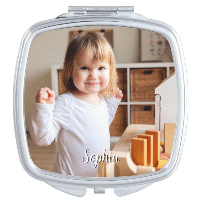 Your Child's Photo & Script Name Compact Mirror (Front)