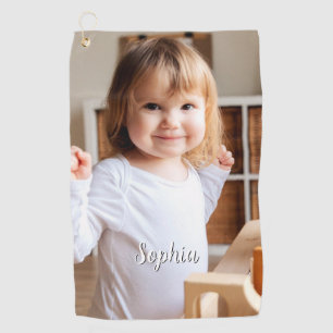 Your Child's Photo & Script Name Golf Towel