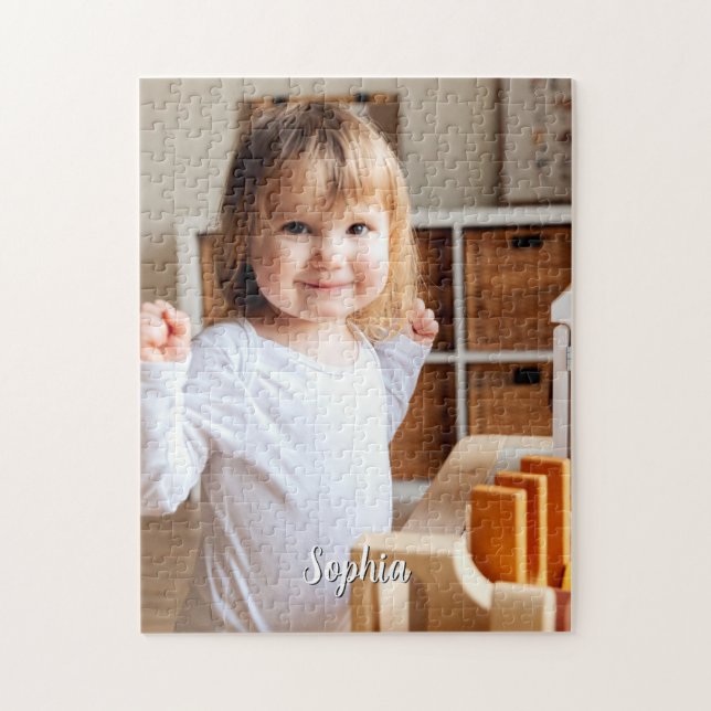 Your Child's Photo & Script Name Jigsaw Puzzle (Vertical)