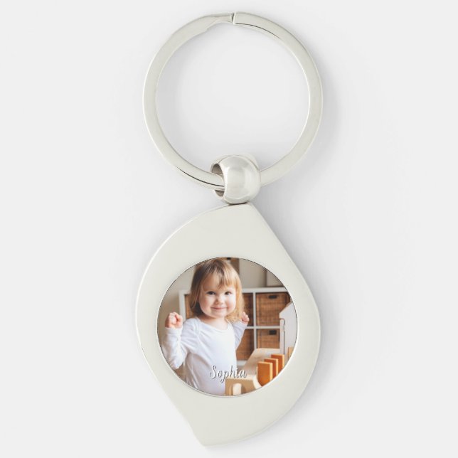 Your Child's Photo & Script Name Keychain (Front)