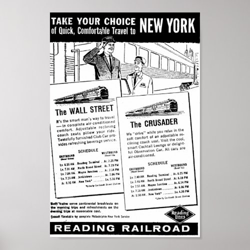 Your Choice of Trains to New York Poster