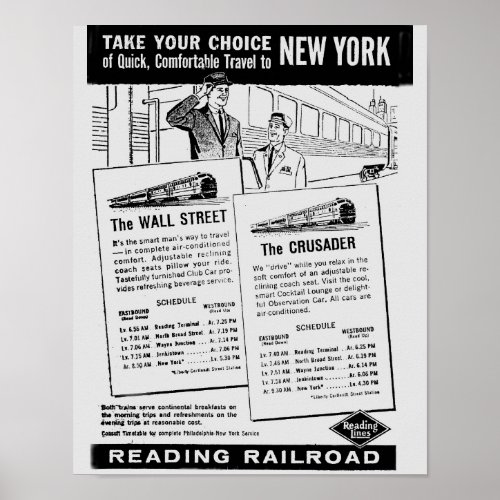 Your Choice of Trains to New York Poster