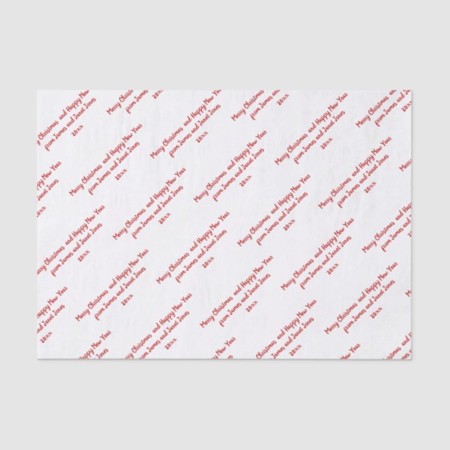 Your Christmas Message - Red Font - Custom Pattern Tissue Paper (Front)