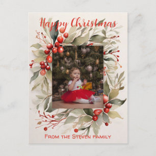 Your Christmas Postcard watercolor your photo
