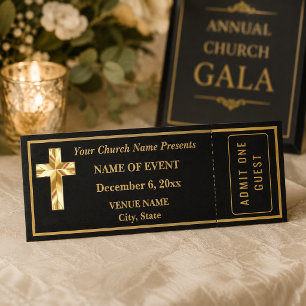 Your Church Event Gala Black and Gold Classy Guest Raffle Tickets