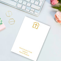Your Church Name Gold Cross Simple Note Card