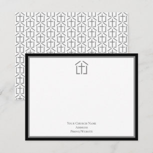 Your Church Name Logo Cross Gray Note Card