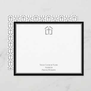 Your Church Name Logo Cross Gray Note Card