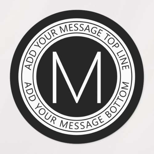 Your Circular Text  Monogram  Black  White Labels