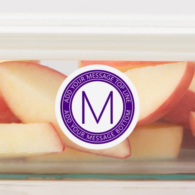 Your Circular Text & Monogram | Purple Waterproof Labels (Affixed)