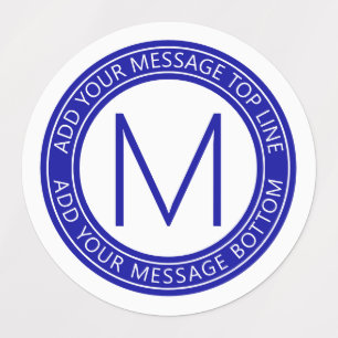 Your Circular Text & Monogram Royal Blue Labels