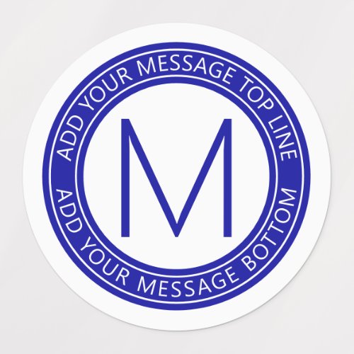 Your Circular Text  Monogram  Royal Blue Labels