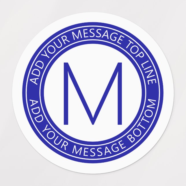 Your Circular Text & Monogram | Royal Blue Labels (Design 1)